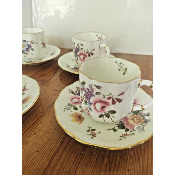 Vintage Royal Crown Derby "Derby Posies" Demitasse Cups & Saucer set of 5 - Picture 15 of 16